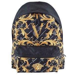 NEW Versace Black Baroque Medusa Head Canvas Backpack Rucksack